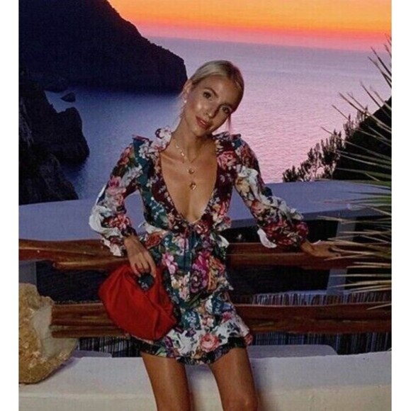 NWT. ZIMMERMANN Allia Ruffled Floral-print Linen Mini Dress AU0 / US4 green - Picture 6 of 16